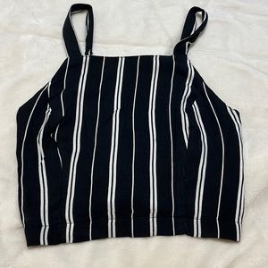 Black and white striped cropped tank